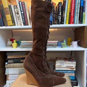 vintage Sky Corduroy Lace Up Wedges
